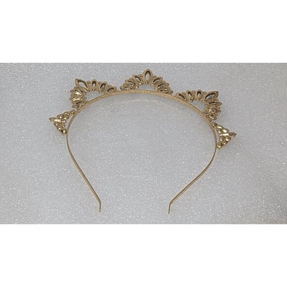 Gold Tone Crystal Princess Tiara Headband For Women & Girls